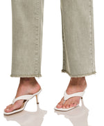 Wide Leg Cropped Denim in Sage and in White