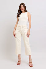 Judy Blue Ecru Dyed Wide Leg Cropped Jeans