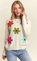 Ivory Flower Patch Sweater