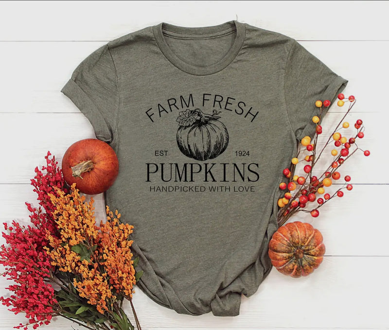 Farm Fresh Pumpkins Olive Tee