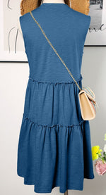 Notch Collar Tiered Sleeveless Dress