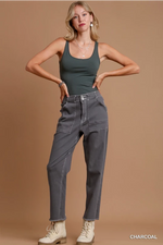 Twill Contrast Trim Pants