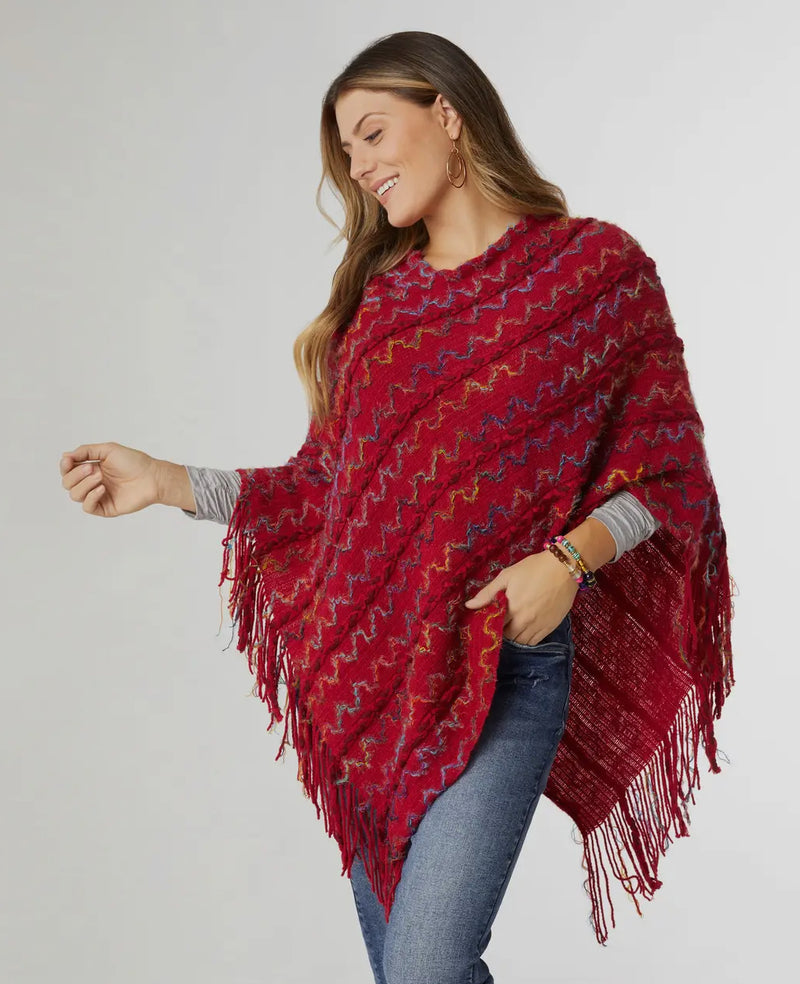 Brushed Braided Stripe Poncho