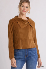 Faux Suede Zip Up Jacket