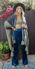 Boho Sweater Pom Kimono