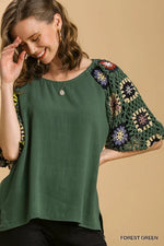 Crochet Sleeve Top in 2 colors