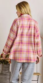 Curvy Pink Plaid Shacket