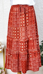 Bohemian Mix Print Long Flared Skirt