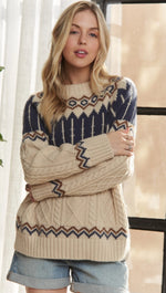 Blue and Ivory Fair Isle Sweater