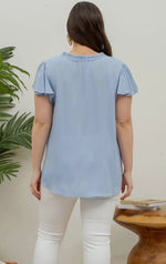 Chambray Ruffle Sleeve in Plus