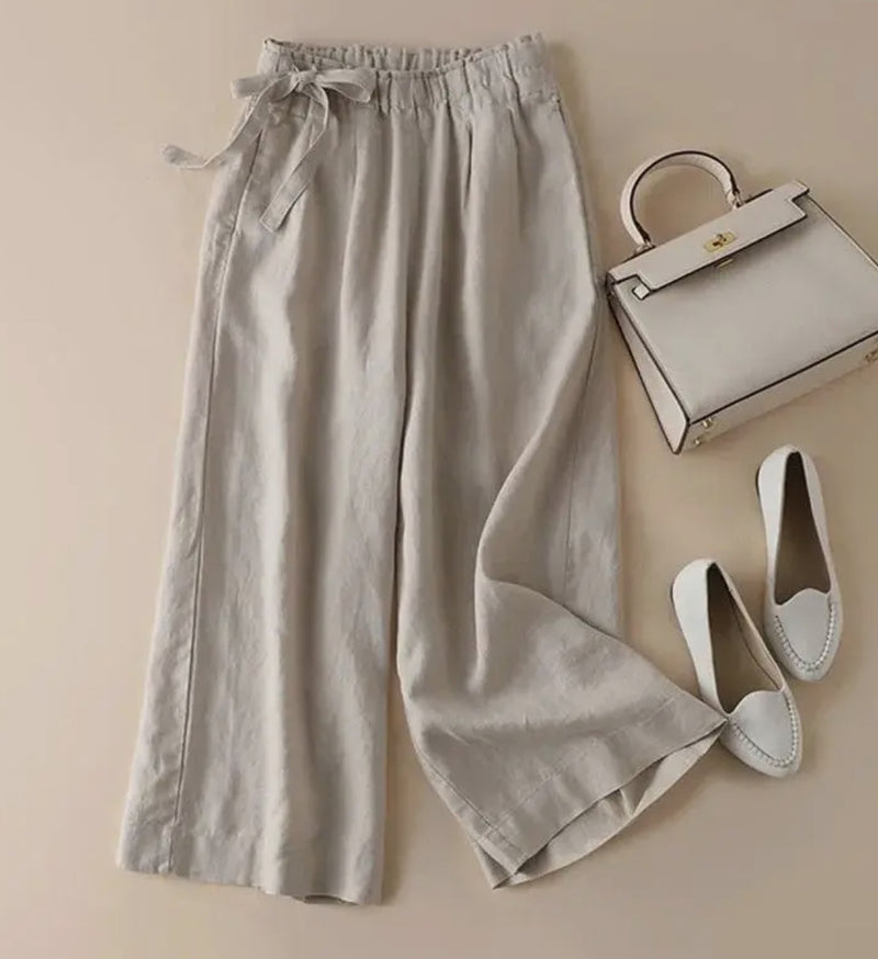 High-Waist Comfortable Linen-Like Wide-Leg Pants