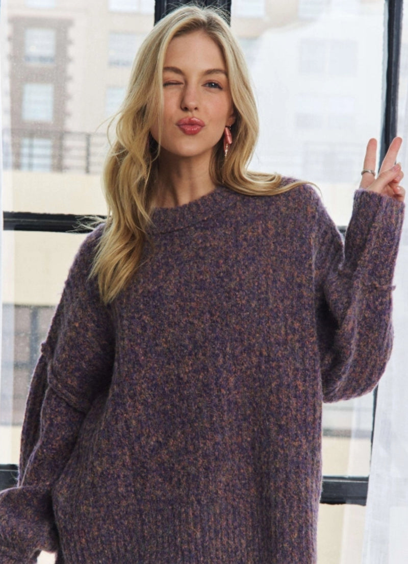 Deep Purple Soft and Cozy Oversized Sweater