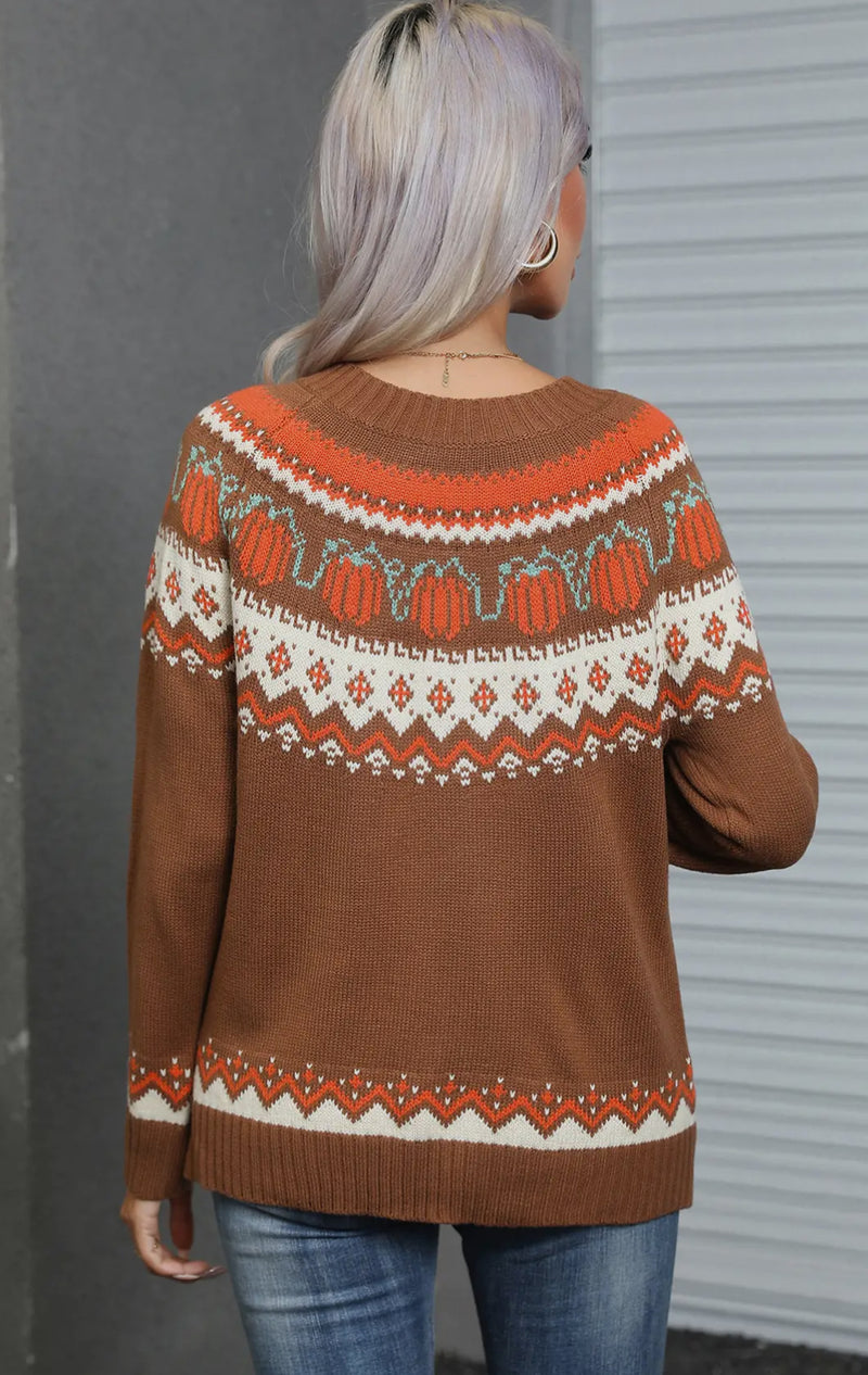 Pumpkin Fair Isle Knit Sweater