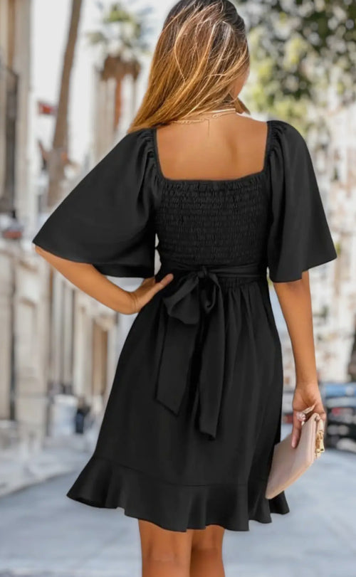 Black Ruffle Hem Dress