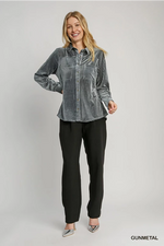 Beautiful Button-Down Velvety Blouse in 3 colors