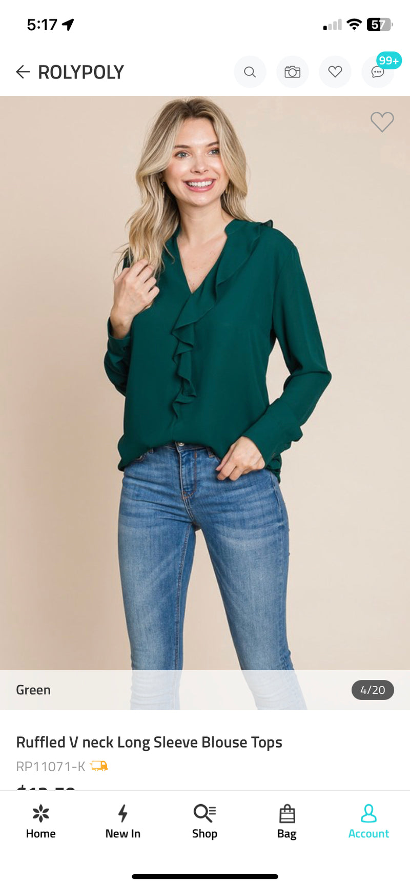 Subtle Ruffle Blouse in Black and Forest Green