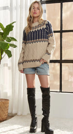 Blue and Ivory Fair Isle Sweater