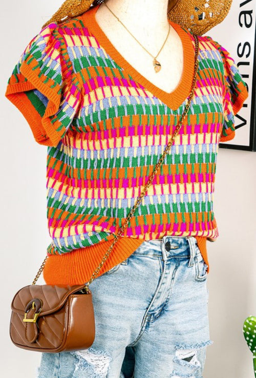 Flutter Sleeve Knitted Light Sweater