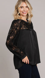 Black Blouse with Lace Detail