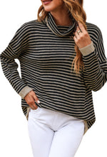 Black Striped Turtle Neck Sweater