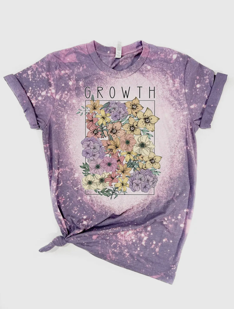 Wild Flower Bleached Tees in Lavender or Green