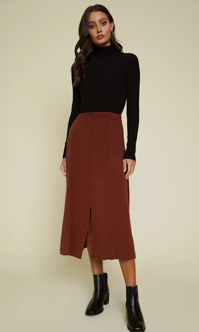 Acid Washed Long Skirts in Terracotta and Black