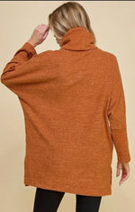 Burnt Orange Turtleneck Pullover Knit