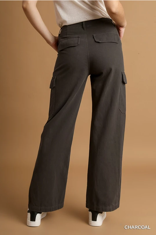 Stone Washed Charcoal Cargo Pants