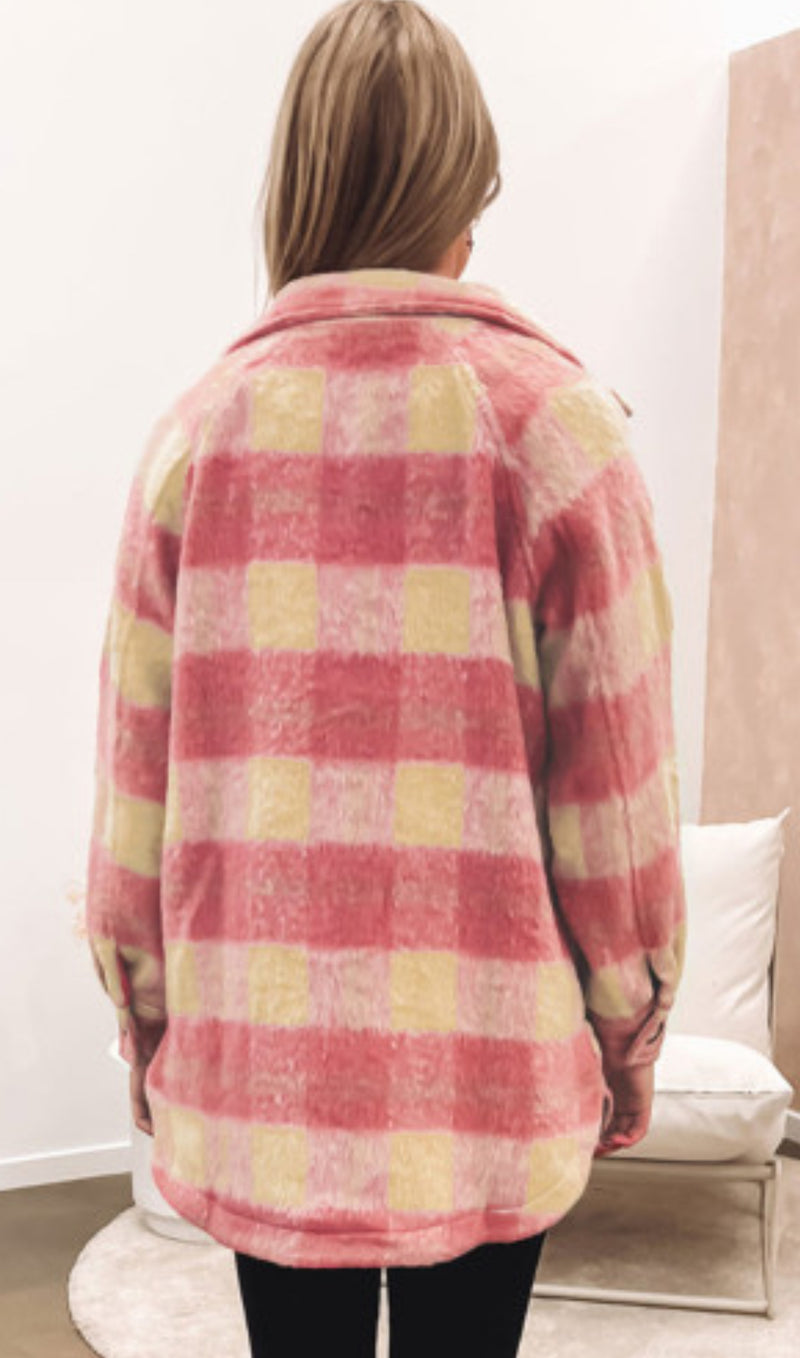 Super Thick Pink/Beige Checked Shacket