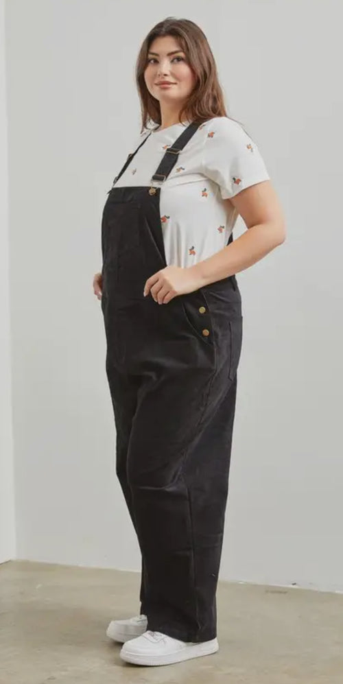 Black Velvet Overalls Plus