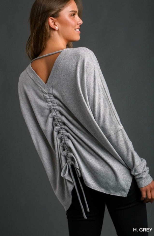 Heather Gray Ruched Back Top