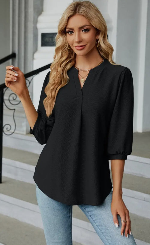 RESTOCK💥 3/4 Sleeve Pattern Blouse in Black or White