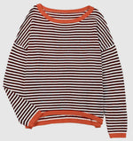 Striped Sweater Orange Collar/Cuff Detail