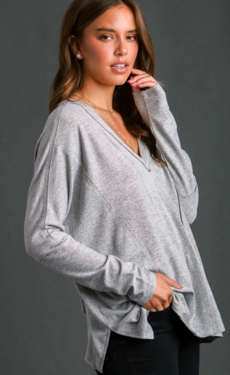 Heather Gray Ruched Back Top
