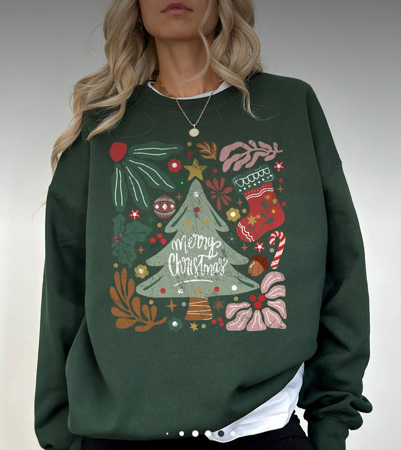 Christmas Tree Floral Sweatshirt