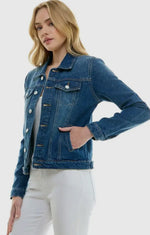 Dark Wash Cotton Blend Stretch Denim Jacket