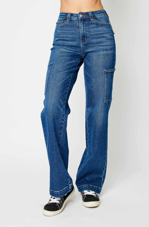 Judy Blue High Waist Wide Leg Cargo Jeans