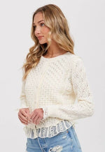 Lace Trim  Cream Cardigan