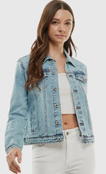 Light Wash Cotton Blend Stretch Denim Jacket