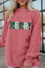 MERRY Christmas Chenille Embroidered Corded Sweatshirt