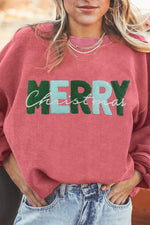 MERRY Christmas Chenille Embroidered Corded Sweatshirt