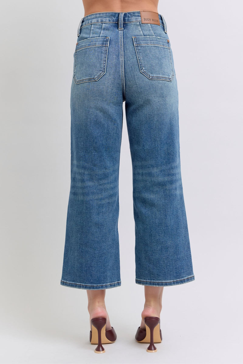 Judy Blue Utility Pockets Crop Wide Leg Jeans