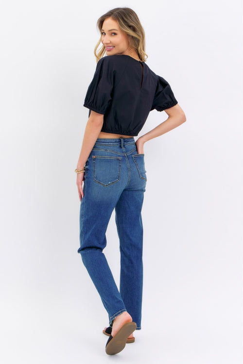 Judy Blue High Waist Straight Fit Dark Wash Jeans