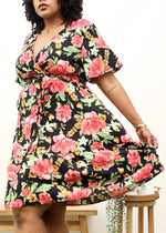 Plus Size Tropical Floral Print Midi Dress