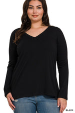 Plus V-Neck Long Sleeve Top