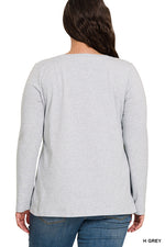 Plus V-Neck Long Sleeve Top