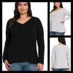 Plus V-Neck Long Sleeve Top