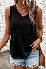 Black Ribbed V-Neck Tank