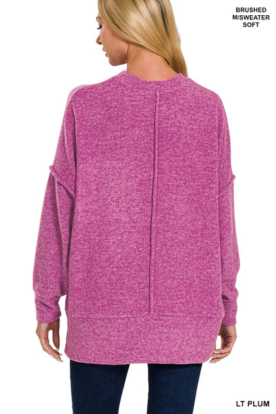 Drop Shoulder Plum Sweater with Pocket