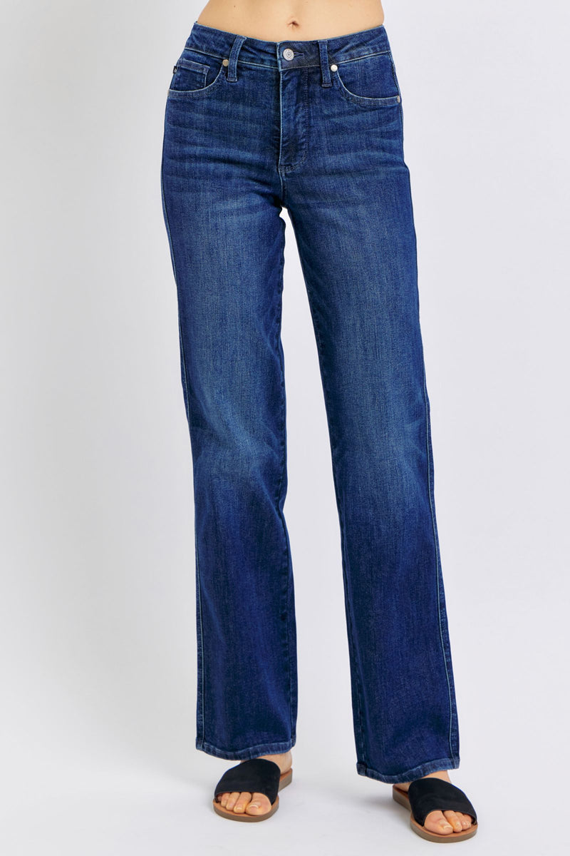 Judy Blue Mid Rise Tummy Control Straight Jeans